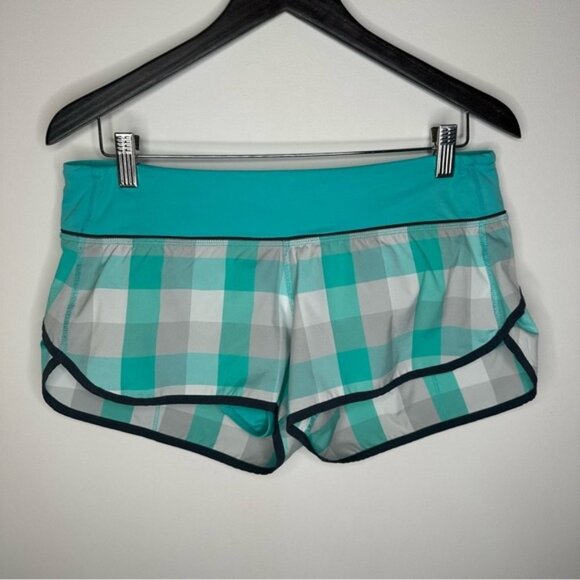 lululemon athletica Pants - Lululemon Speed Shorts - Checkmate Lagoon Gros Gingham Plaid